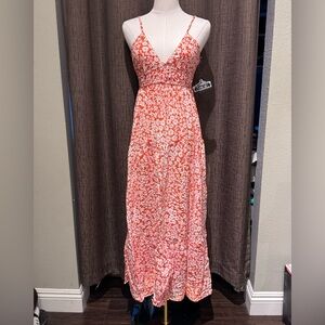 Angie Floral Orange Maxi Dress - Size S